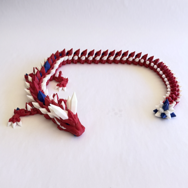 Crystal Dragon – Patriotic Red, White & Blue limited-edition Making this dragon an instant eye-catcher on any shelf, desk, or gaming table.
